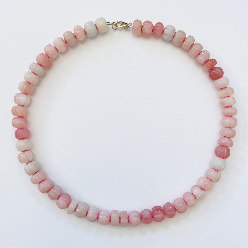 Theodosia - Carved Pink Opal Candy Necklace - Council Studio